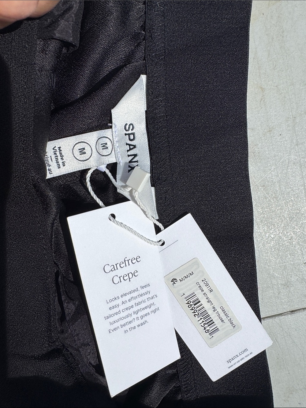 SPANX Black Carefree Crepe straight leg trouser